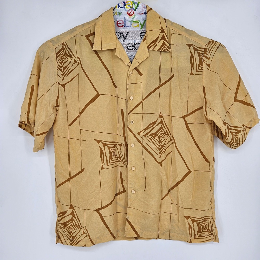 Vintage Mench Platinum Shirt Mens XXL Button Short Sleeve Geometric Polyester